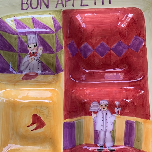 4 divider Casa Elite Ceramic divided dish/ chip-dip platter/ appetizer tray. - Picture 4 of 4